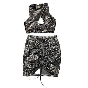 Dolls Kill PVC Halter Top and Skirt Set